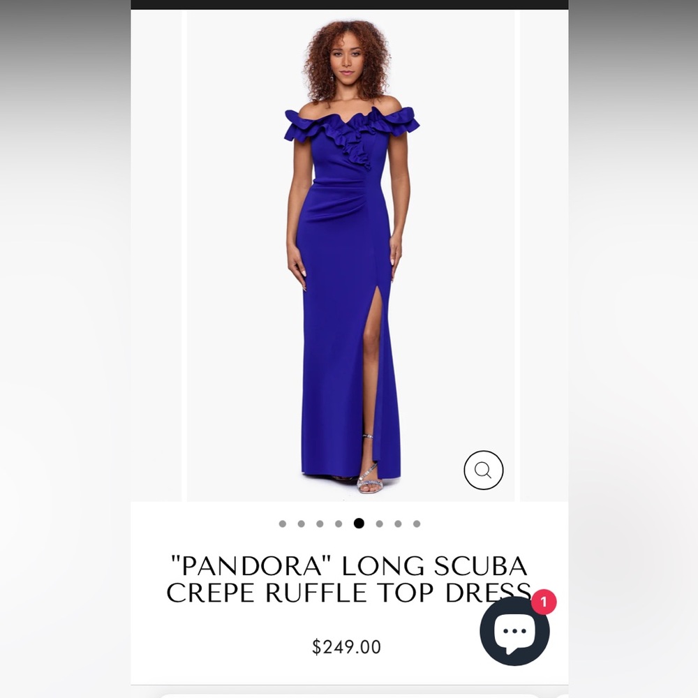 XSCAPE Pandora Long Scuba Crepe Ruffle Top Dress Wedding guest Formal Prom
